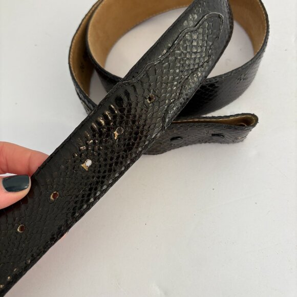 Silver Creek Collection Genuine Snakeskin Black Belt Size 36 No Buckle - Picture 2 of 6